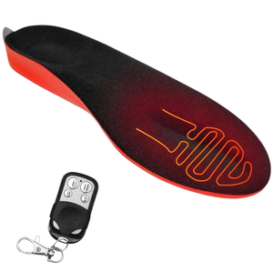 Heated insole with wireless remote control, ideal for keeping feet warm and comfortable during cold weather activities.